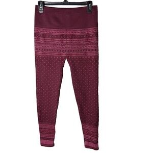 Fabletics High-Waisted Seamless Fair Isle Leggings Size Large Athletic Maroon
